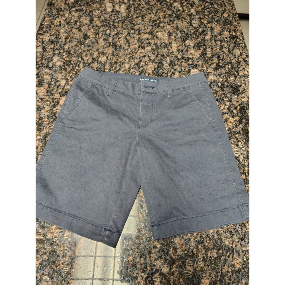 Aeropostale Womens 9 Inch Bermuda Shorts Navy Blue Charcoal Size 00 Stretch